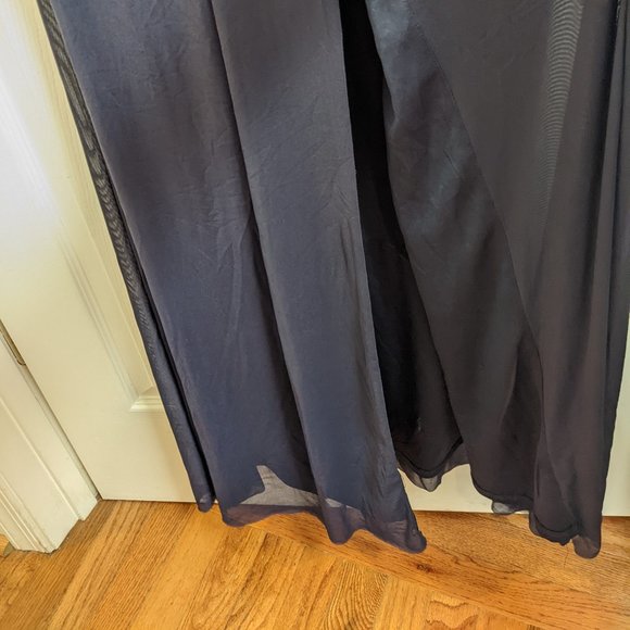 One by Eight |Navy Rhinestone Mesh Ruched Floor Length Gown Sz 4 - Picture 6 of 7